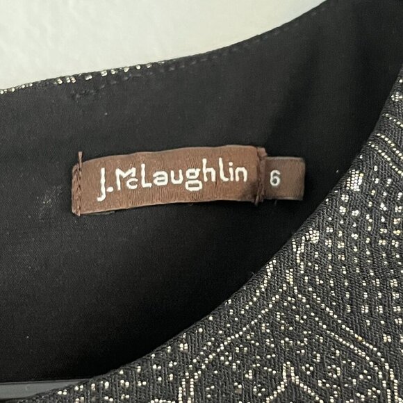 J McLaughlin Belinda Sheath Dress Zahara Jacquard Metallic Sleeveless Black 6‎ - Picture 5 of 11